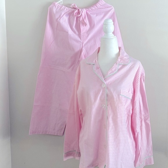 Victoria’s Secret vintage gingham pink & white cotton pj set - Picture 1 of 10